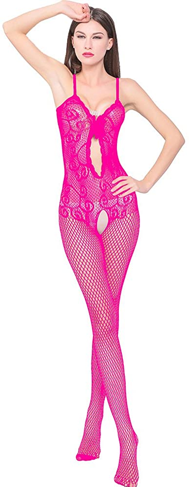 Price:$8.99 Sexy mesh Clothing Hollow lace Sexy Bow Open Temptation mesh Socks mesh Pantyhose Vest Transparent Tight-lipped Halter Sling net Stockings Jumpsuit Bodysuit (Rose red): Clothing, Shoes & Jewelry