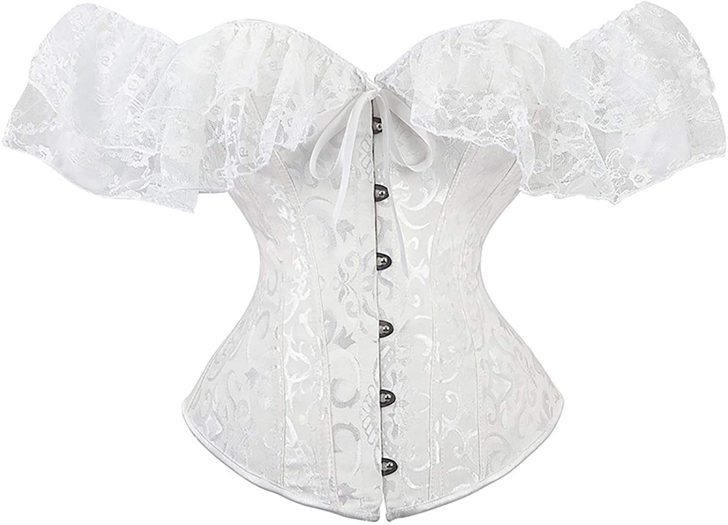 Price:$22.99 Slim Crop Tops Deep V-Neck Lace Short Sleeve Floral Sexy Corset Girdle Shaper at Amazon Women’s Clothing store