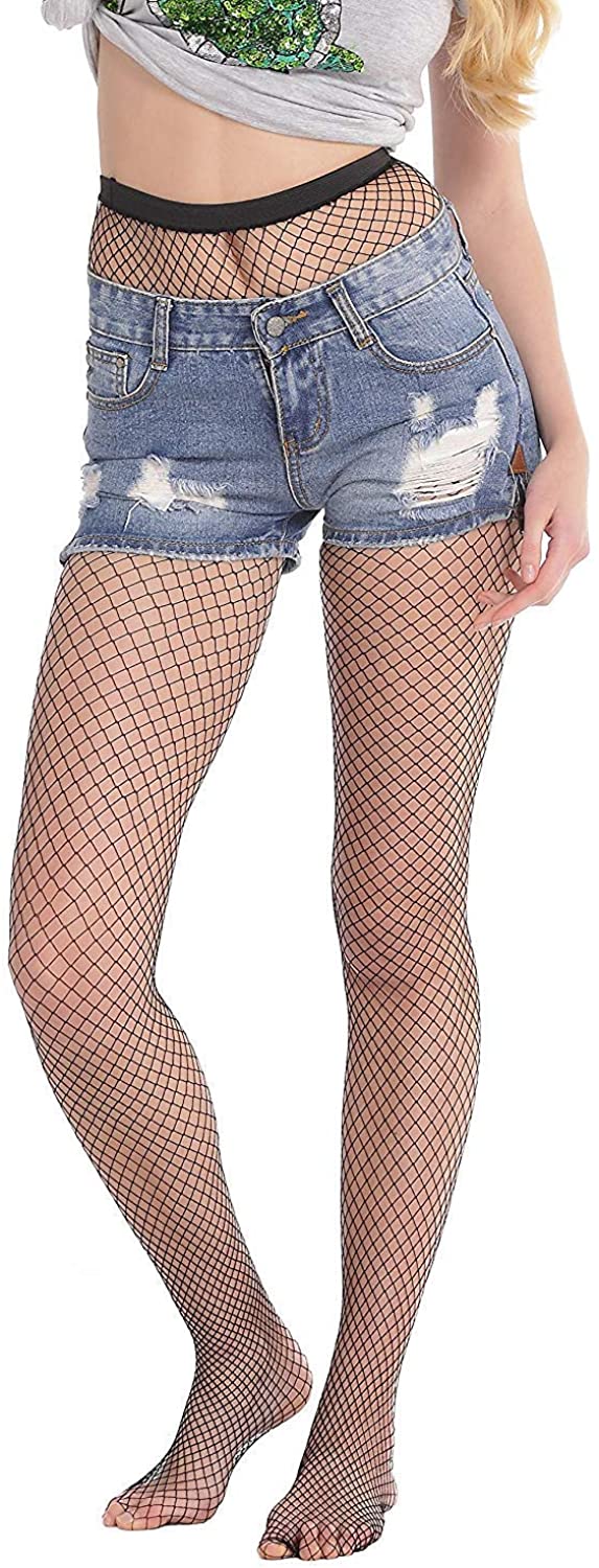 Price:$11.59 Fishnet Stockings for Women Thigh High Fish Net Tights Ladies Cross Mesh Pantyhose Black(1Pair-big) at Amazon Women’s Clothing store