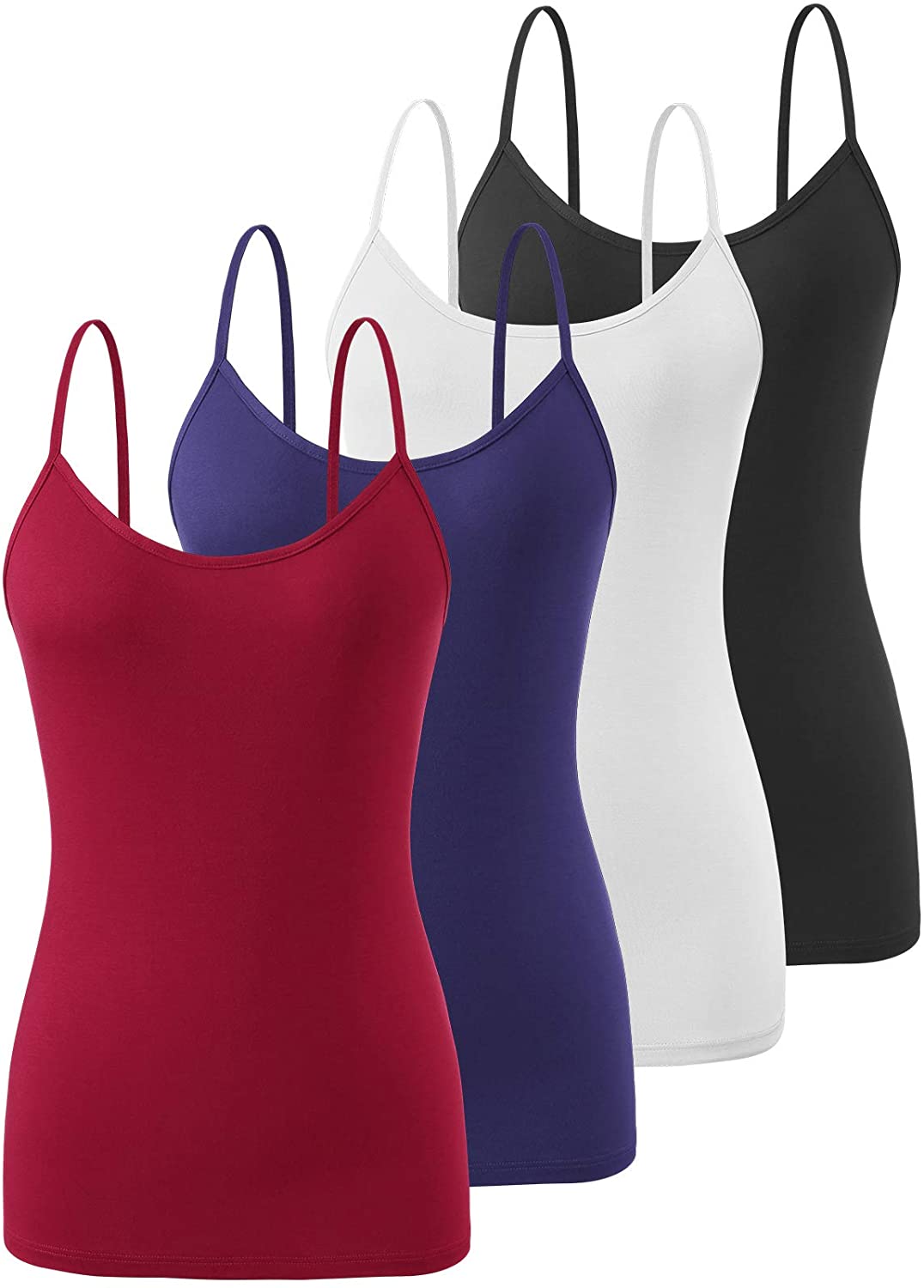 Price:$17.39 Curvey 2&4 PCS Basic Camisole for Women Cami Tanks Adjustable Spaghetti Strap Tank Tops at Amazon Women’s Clothing store