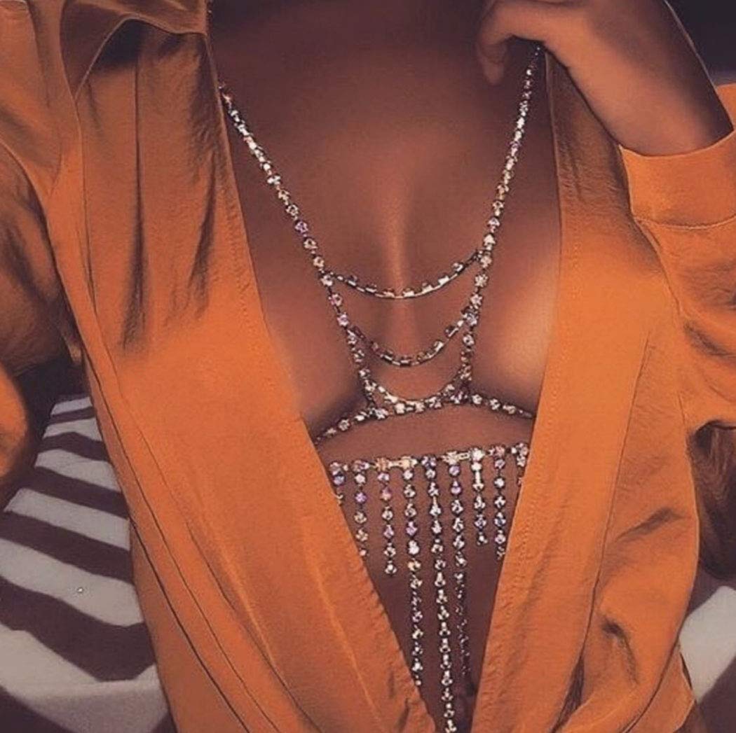 Price:$8.99 Harness Body Chain Sexy Bra Chain Crossover Bralette Chain Crystal Party Body Accessories Fashion Body Jewelry for Women and Girls : Clothing, Shoes & Jewelry