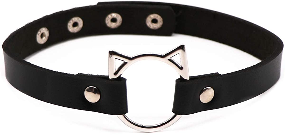 Price:$9.99 PU Leather Sexy Punk Choker Necklace Goth Choker Collar Waist Belt Gothic Harness Body Caged (Black with Cat) : Clothing, Shoes & Jewelry