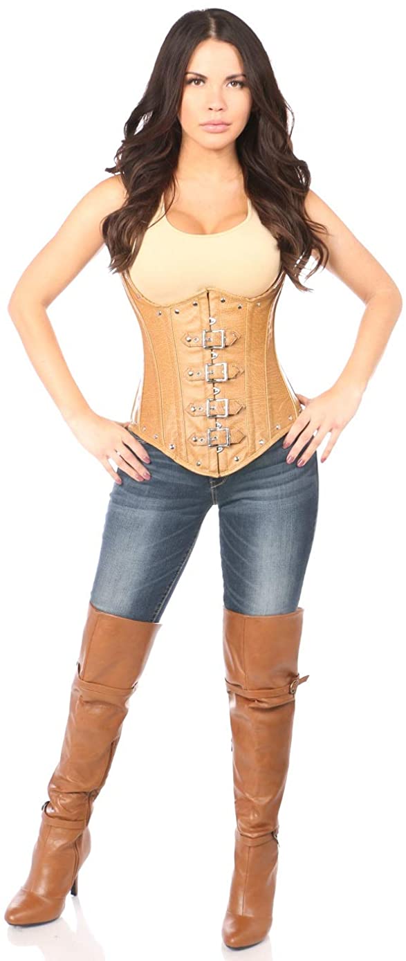 Price:$74.86 corsets Top Drawer Steel Boned Distressed Faux Leather Underbust Corset Top : Clothing, Shoes & Jewelry