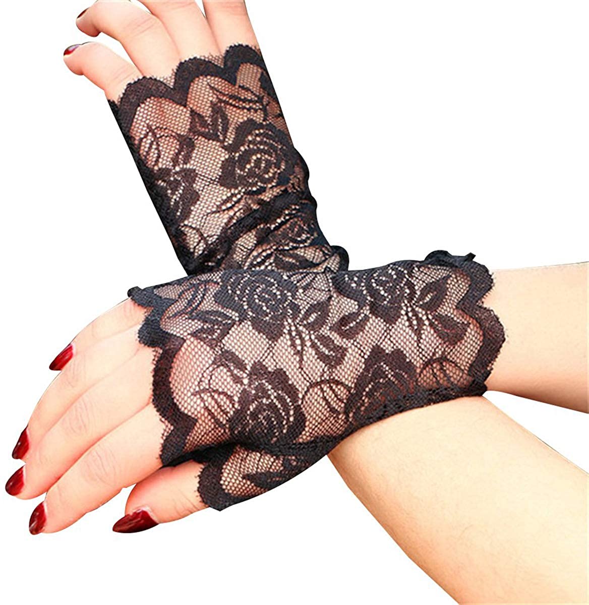 Price:$8.79 2019 Lace Gloves Women Wedding Tea Party Glove for Evening Sexy Prom Gloves Black#4 : Clothing, Shoes & Jewelry