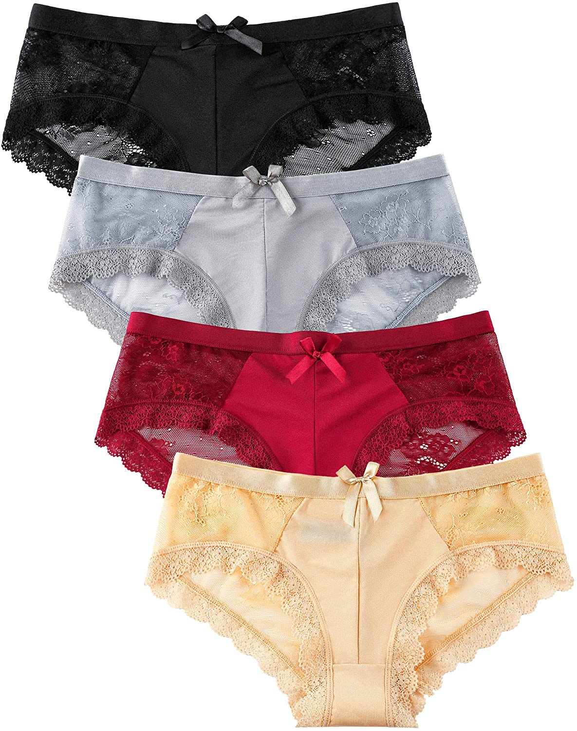 Price:$15.90 Underwear Hipster Sexy Lace Briefs for Women (4 Pack) at Amazon Women’s Clothing store