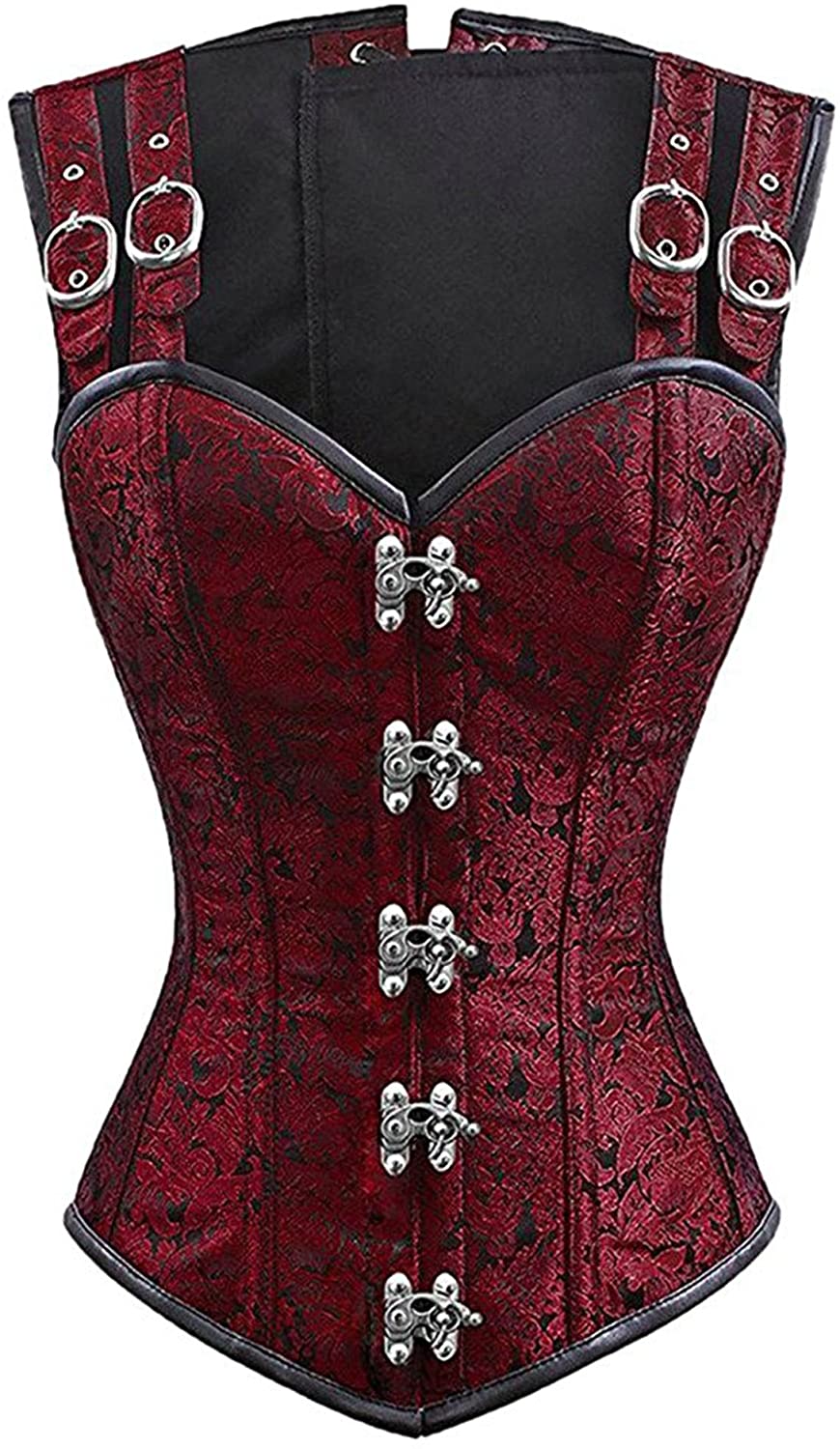 Price:$32.99 MOLY Women's Steampunk Gothic Brocade Corset Top Hourglass Steel Boned Lingrie Overbust Bustier Vest Christmas Costume: Clothing, Shoes & Jewelry