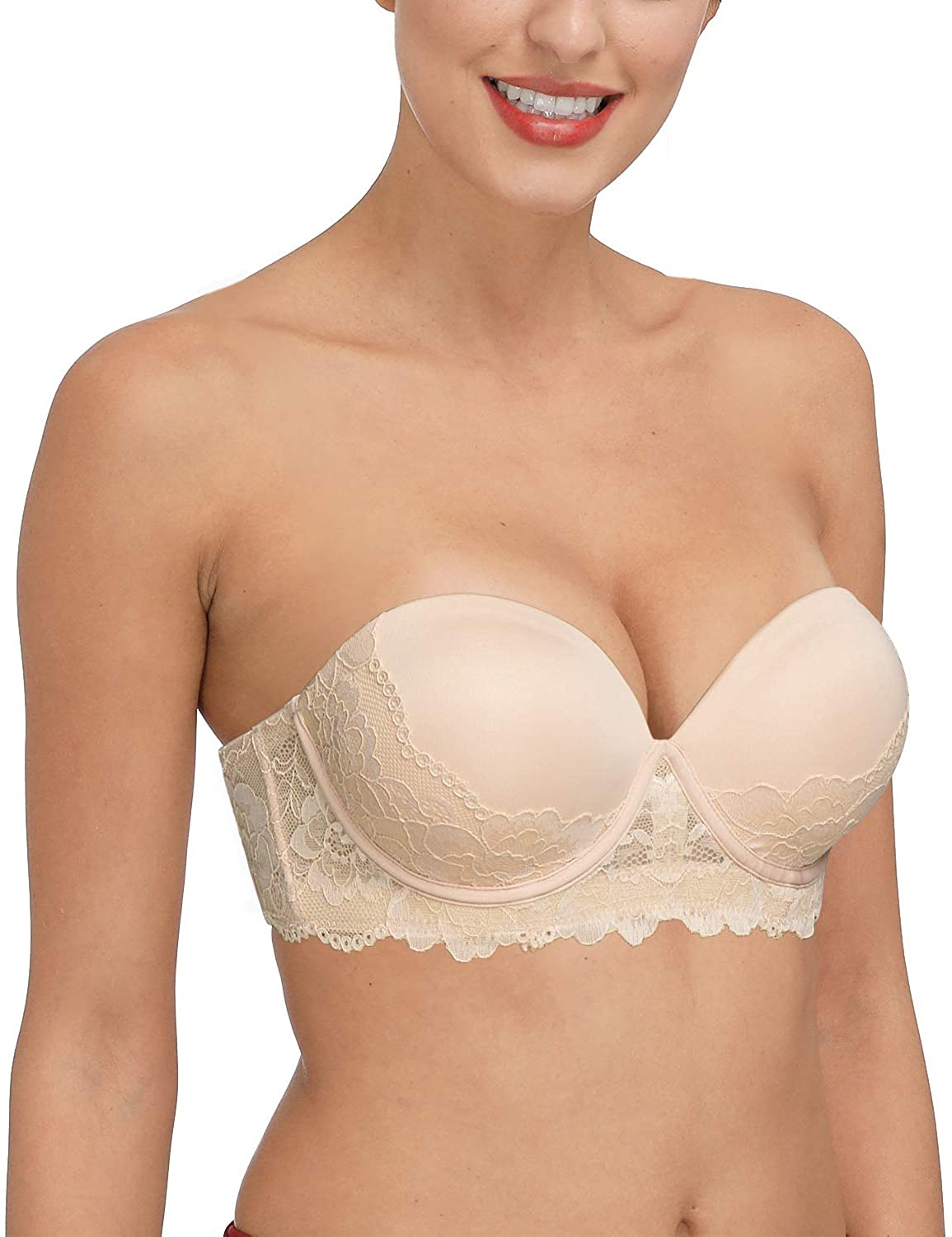 Price:$13.82 Strapless Push Up Padded Support Backless Plunge Low Cut Convertible Multiway Bra for Wedding at Amazon Women’s Clothing store