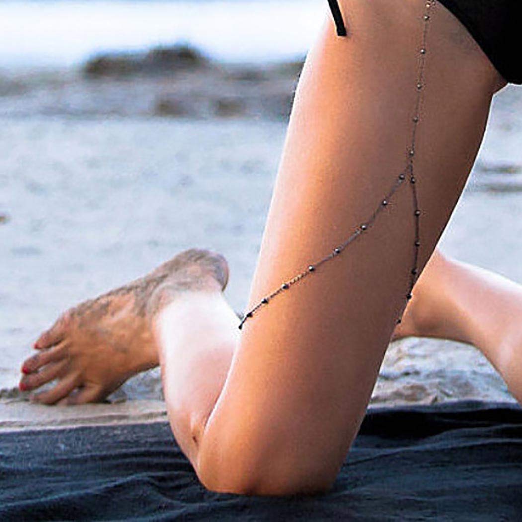 Price:$5.64 Thin Leg Body Chains Silver Thigh Chain Beach Body Jewelry Nightclub for Women and Girls (Silver) : Clothing, Shoes & Jewelry