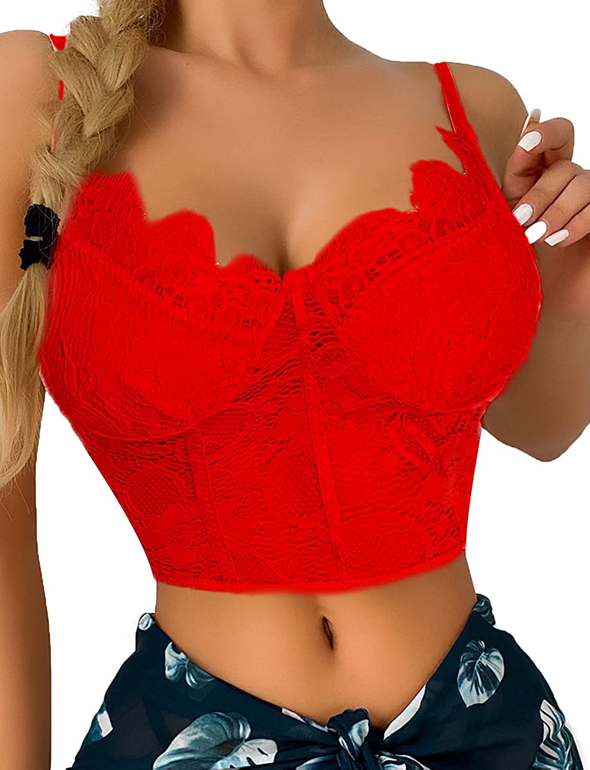 Price:$15.99 Lace Cami Tank Top Summer Casual Sexy Eyelash Lace Crop Top Cute Bra Adjustable Strap Bralette at Amazon Women’s Clothing store