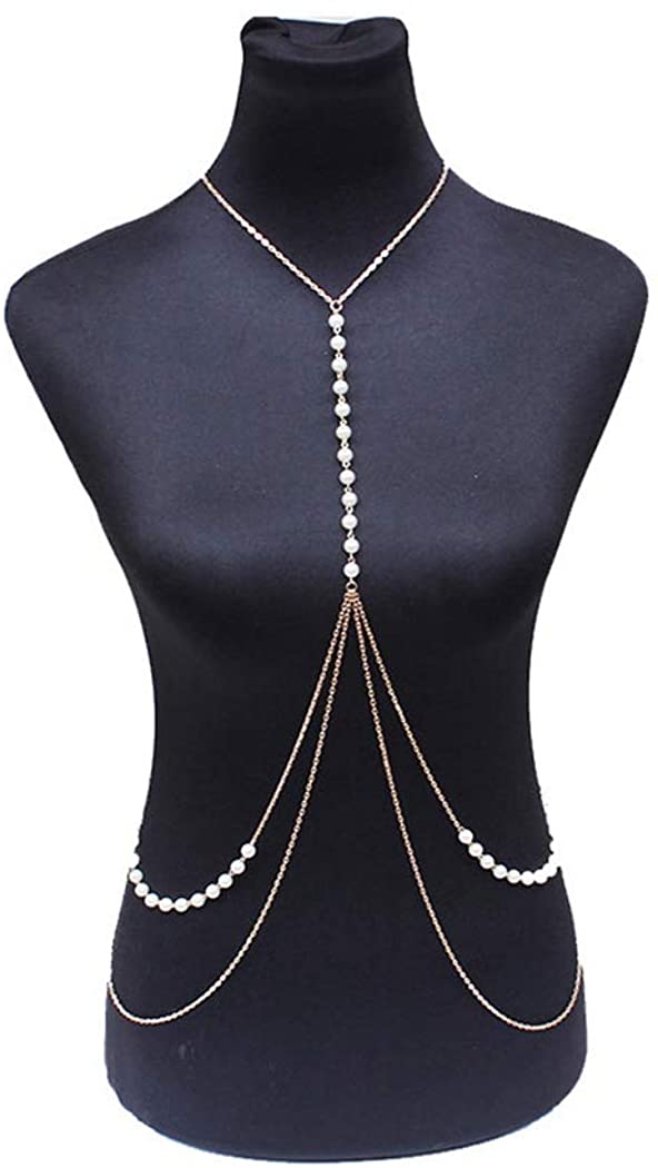 Price:$8.66 Dainty Pearl Body Chain Gold Tassel Necklace Dress Jewelry for Women and Girls : Clothing, Shoes & Jewelry