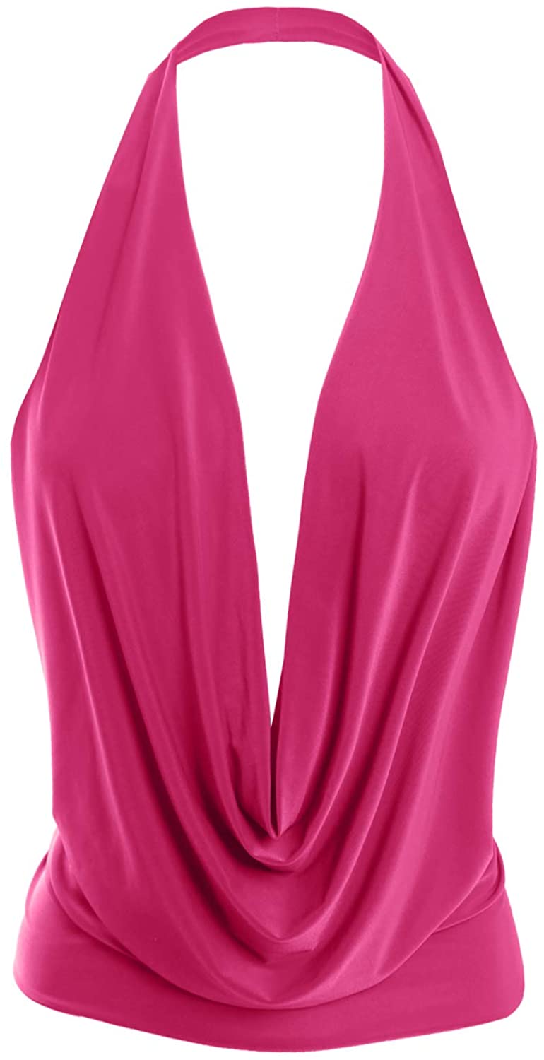 Price:$15.99 Lightweight Sexy Low Cut Halter Tunic Top with Stretch, Made in USA at Amazon Women’s Clothing store