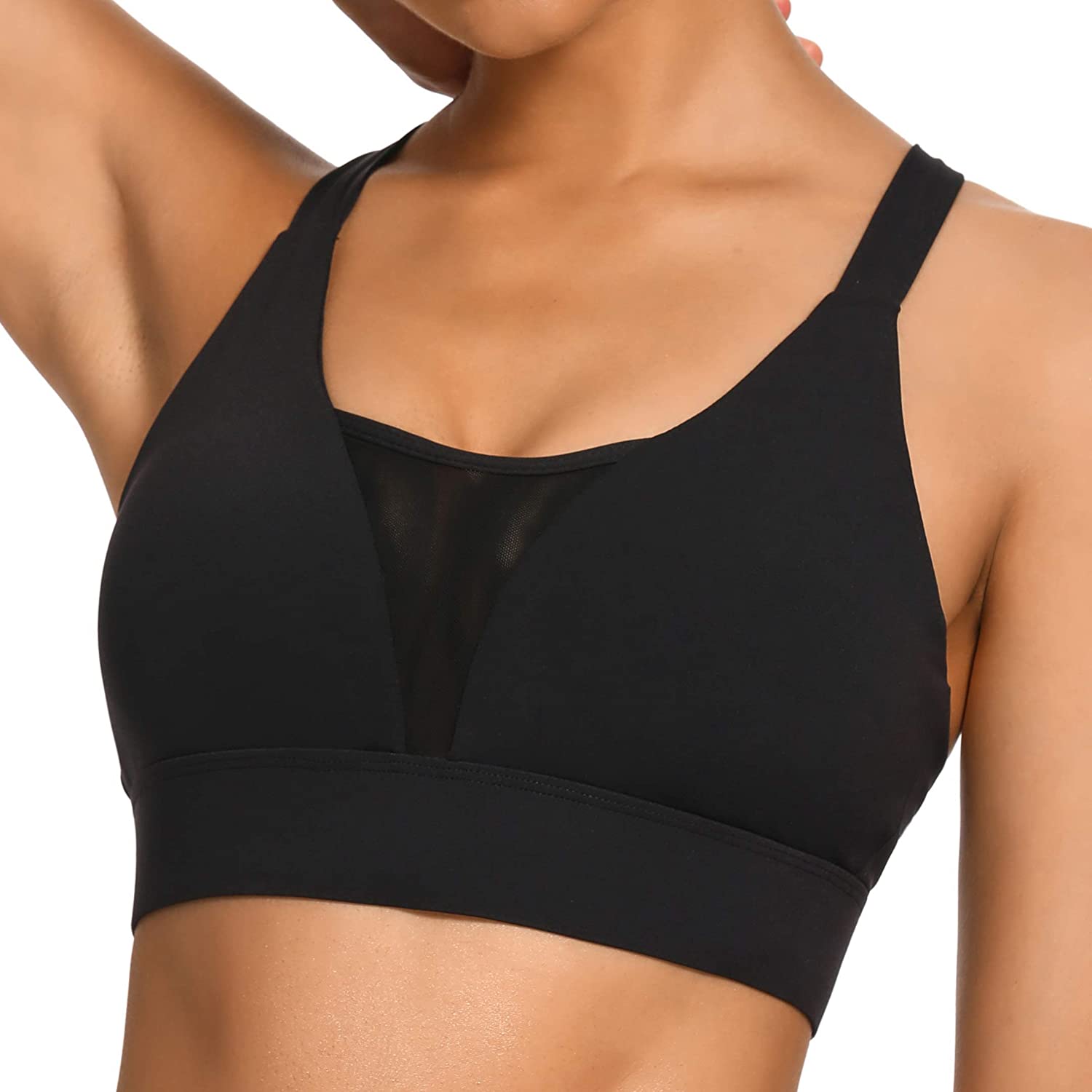 Price:$13.99 High Impact Sports Bra for Women with Removable Cups Firm Support Yoga Bras Workout Fitness Wirefree Running Tops at Amazon Women’s Clothing store
