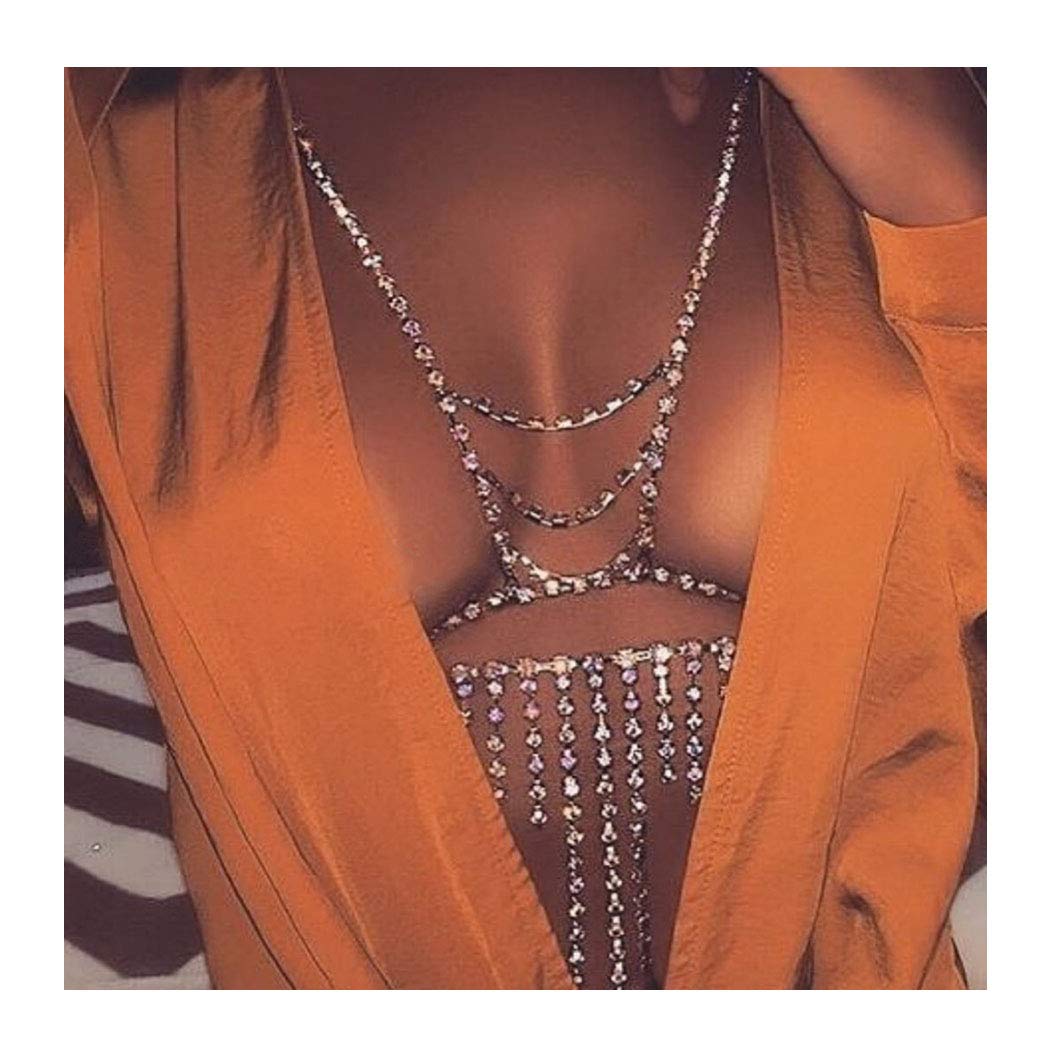 Price:$9.66 Rhinestone Body Chains Silver Crystal Bar Bikini Chains Beach Waist Chain Fashion Harness Chains Body Accessories for Women and Girls : Clothing, Shoes & Jewelry