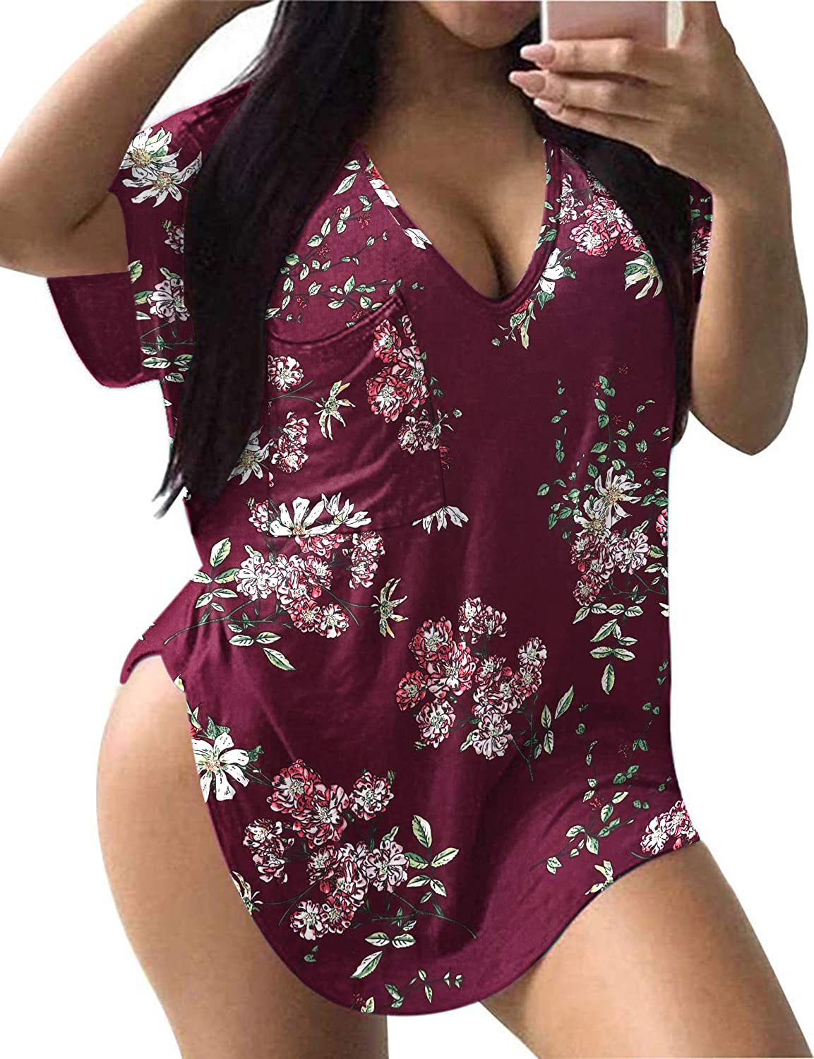 Price:$12.99 L-4XL Plus Size Tops for Women Casual Scoop Collar Short Sleeves T Shirts with Pocket at Amazon Women’s Clothing store