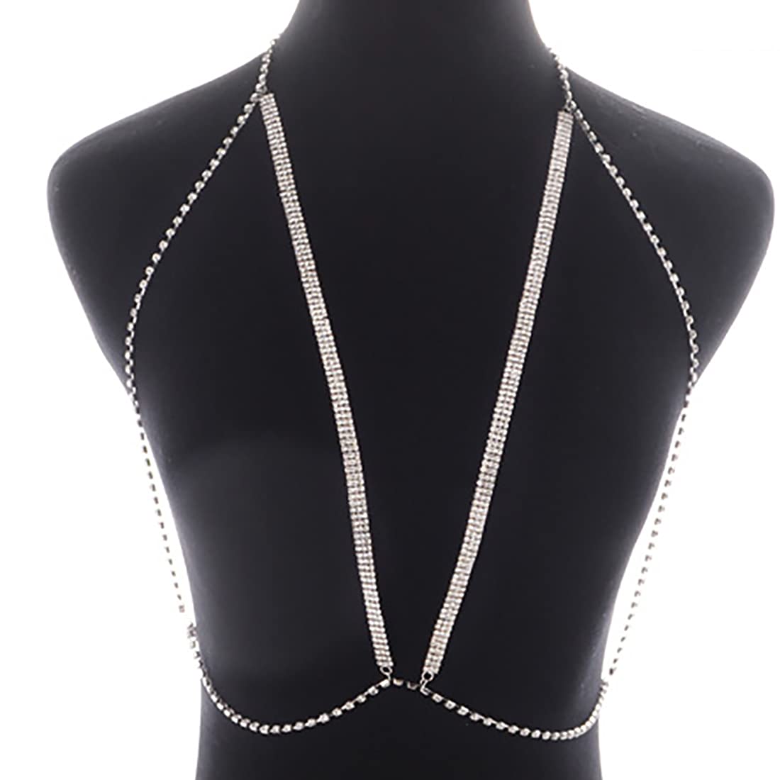 Price:$9.99 Party Sparkle Rhinestones Cross Chest Chain Crystal Bra Bikini Chain Harness Body Chain Summer Beach Nightclub Jewelry Adjustable for Women and Girls (Silver 2) : Clothing, Shoes & Jewelry