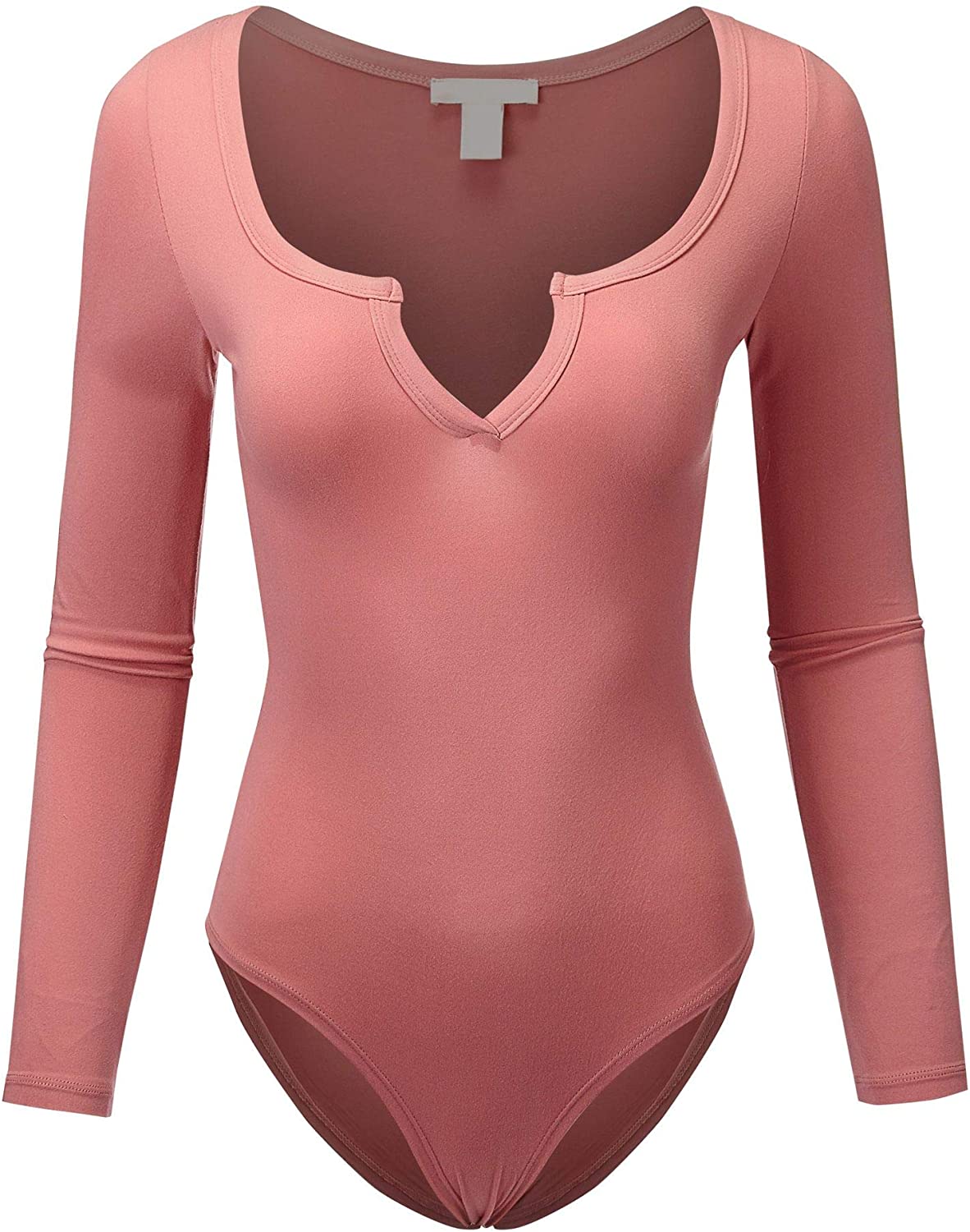 Price:$14.95 Women Casual Basic Split Neck Long Sleeve Stretchy Bodysuit Jumpsuit at Amazon Women’s Clothing store