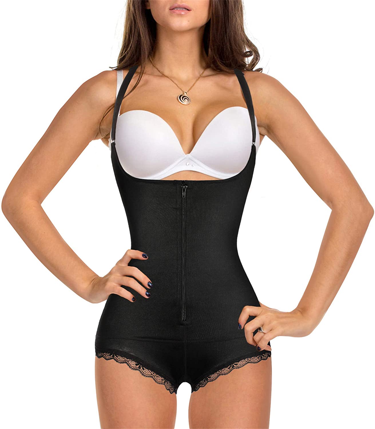 Price:$26.99 Women's Latex Waist Trainer Bodysuit Tummy Control Shapewear Full Body Shaper Open Bust Corset at Amazon Women’s Clothing store