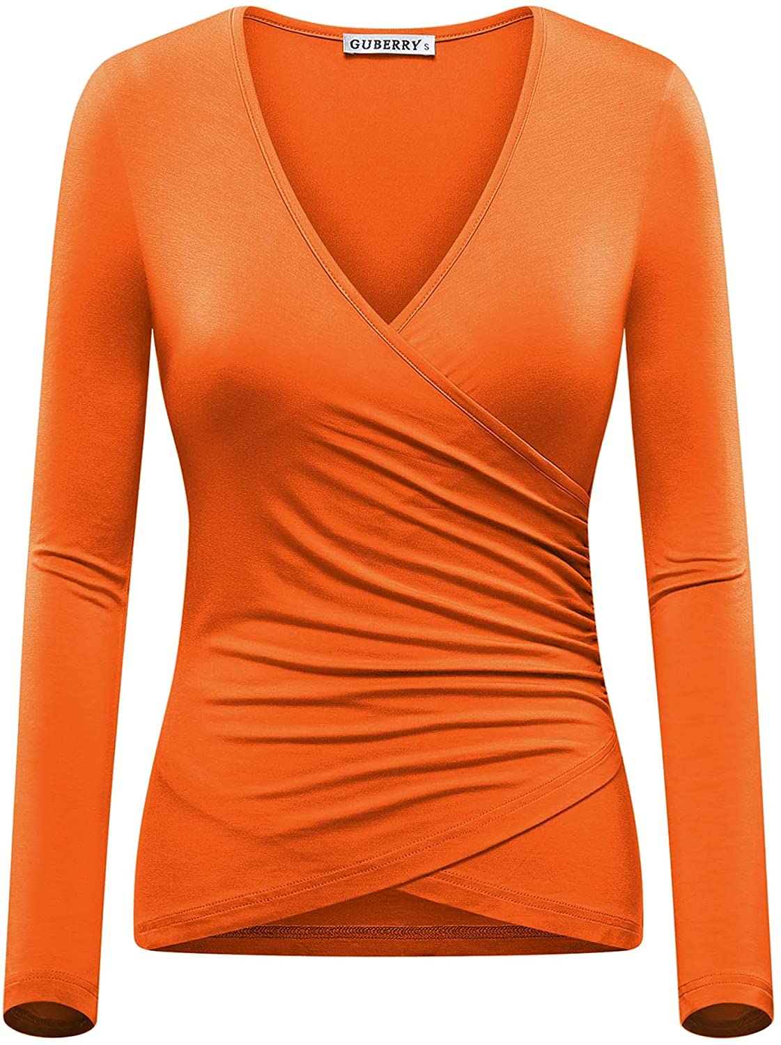 Price:$14.34 Women's Deep V Neck Long Sleeve Unique Cross Wrap Sexy Slim Fit Tops at Amazon Women’s Clothing store