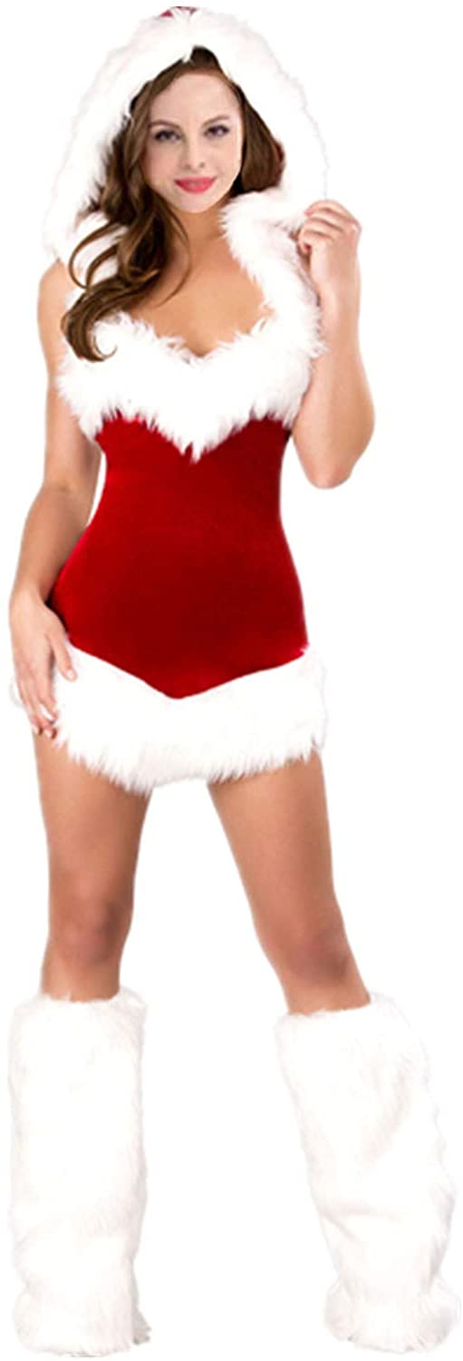 Price:$38.99 Women's Christmas Costume Holiday Fantasy Santa Clause Mini Dress, US SIZE S-M : Clothing, Shoes & Jewelry