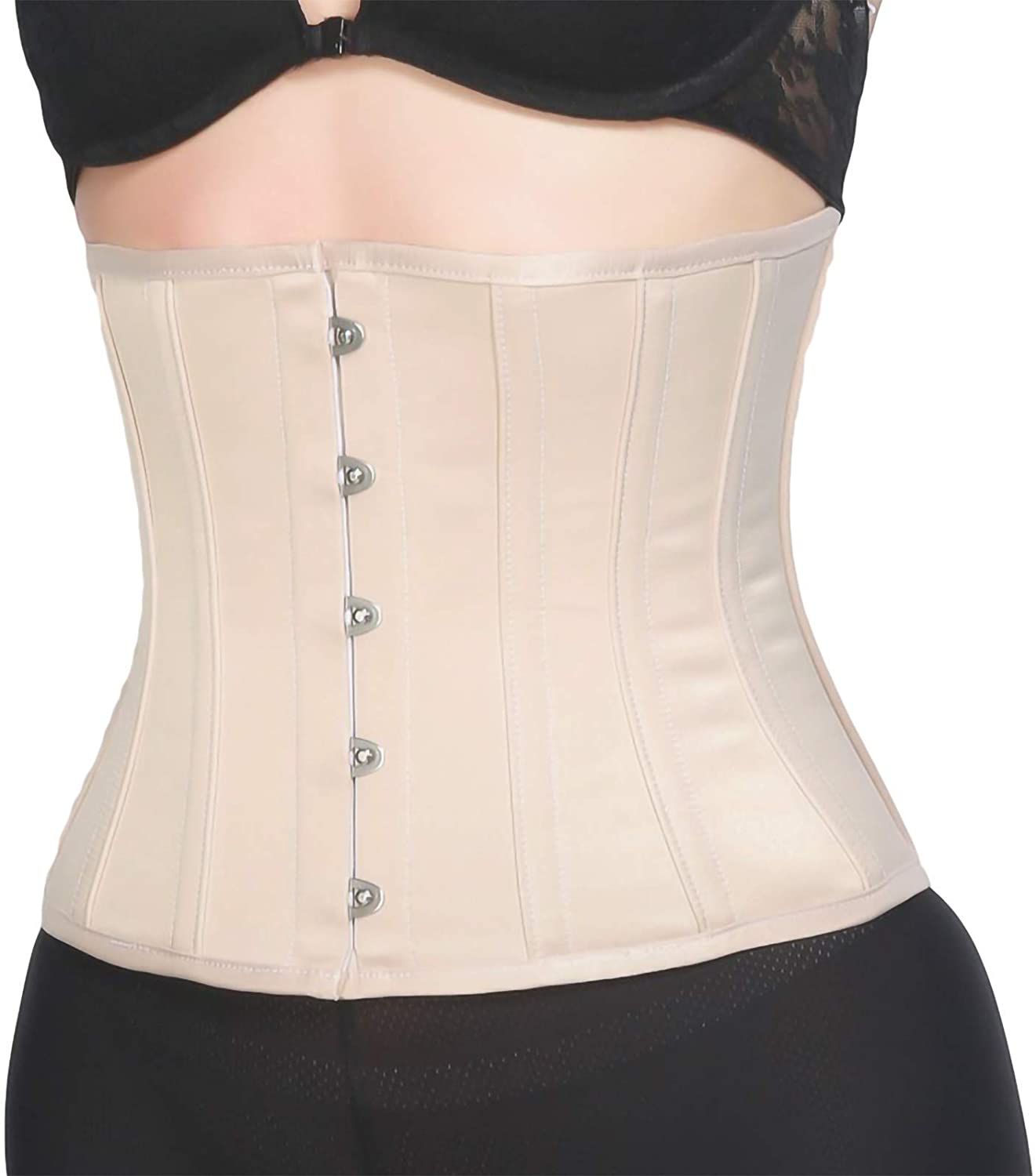 Price:$29.99 Women's Petite 12 Steel Boned Heavy Duty Waist Trainer Underbust Corset Short Torso Mesh Body Shaper (Fabric style) at Amazon Women’s Clothing store