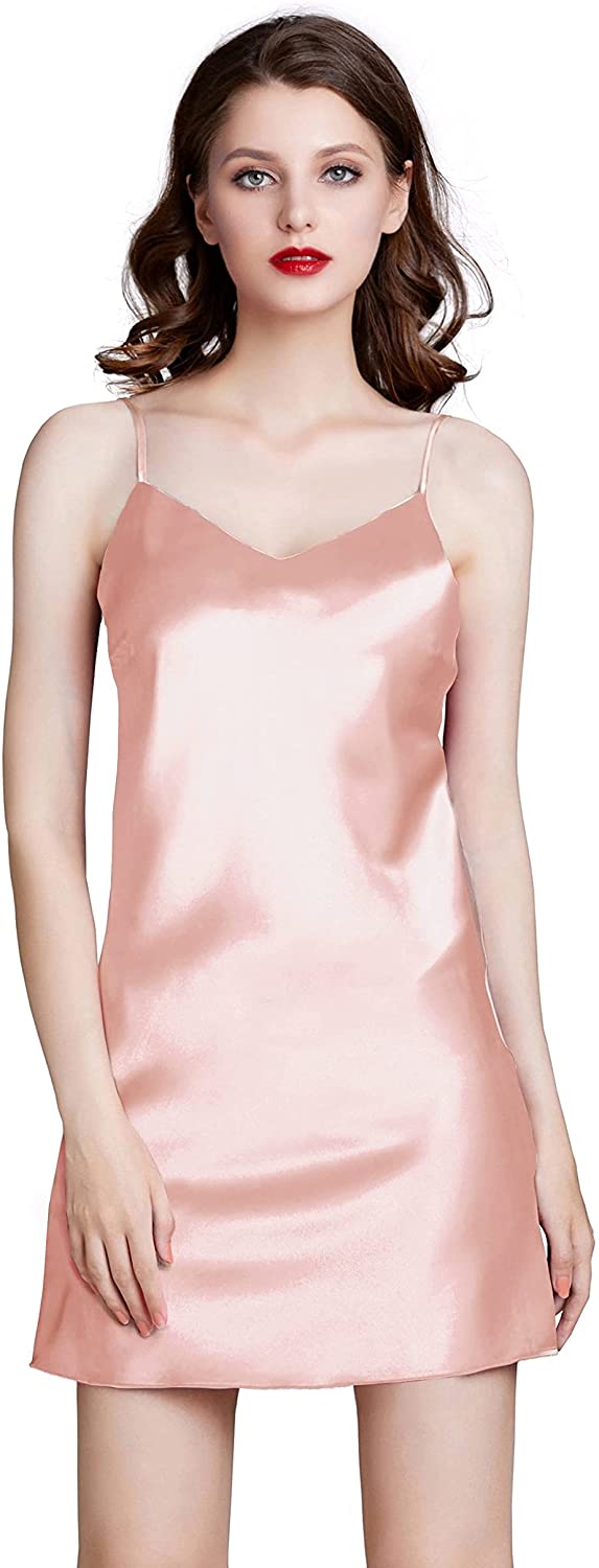 Price:$20.99 MACON Womens' Charmeuse Multi-colors Silky Satin V-Neck Shawl Collar Dressing Gown and Spaghetti Strap Chemise Slip at Amazon Women’s Clothing store
