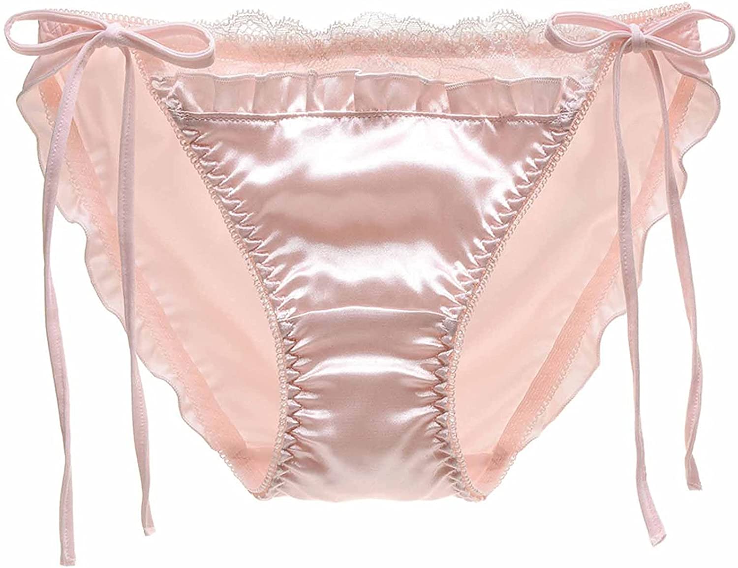 Price:$4.95 Women's Silk Satin Lace Low Rise Tie Side Bikini Briefs Sexy Panties Underwear at Amazon Women’s Clothing store
