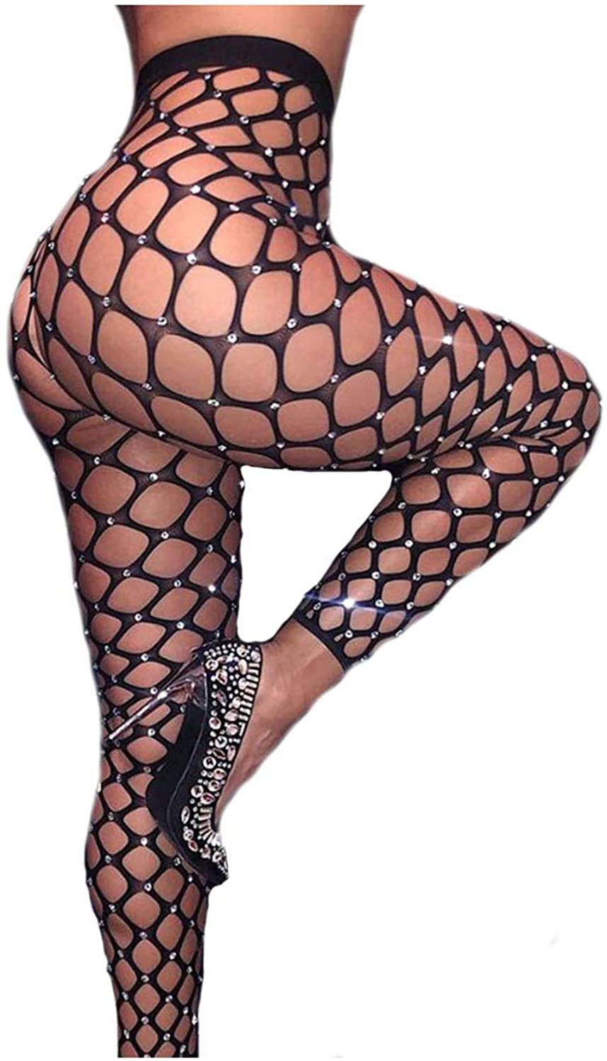 Price:$14.66 High Waist Tights Fishnet Stockings with Crystals Black Thigh High Pantyhose for Women and Girls at Amazon Women’s Clothing store