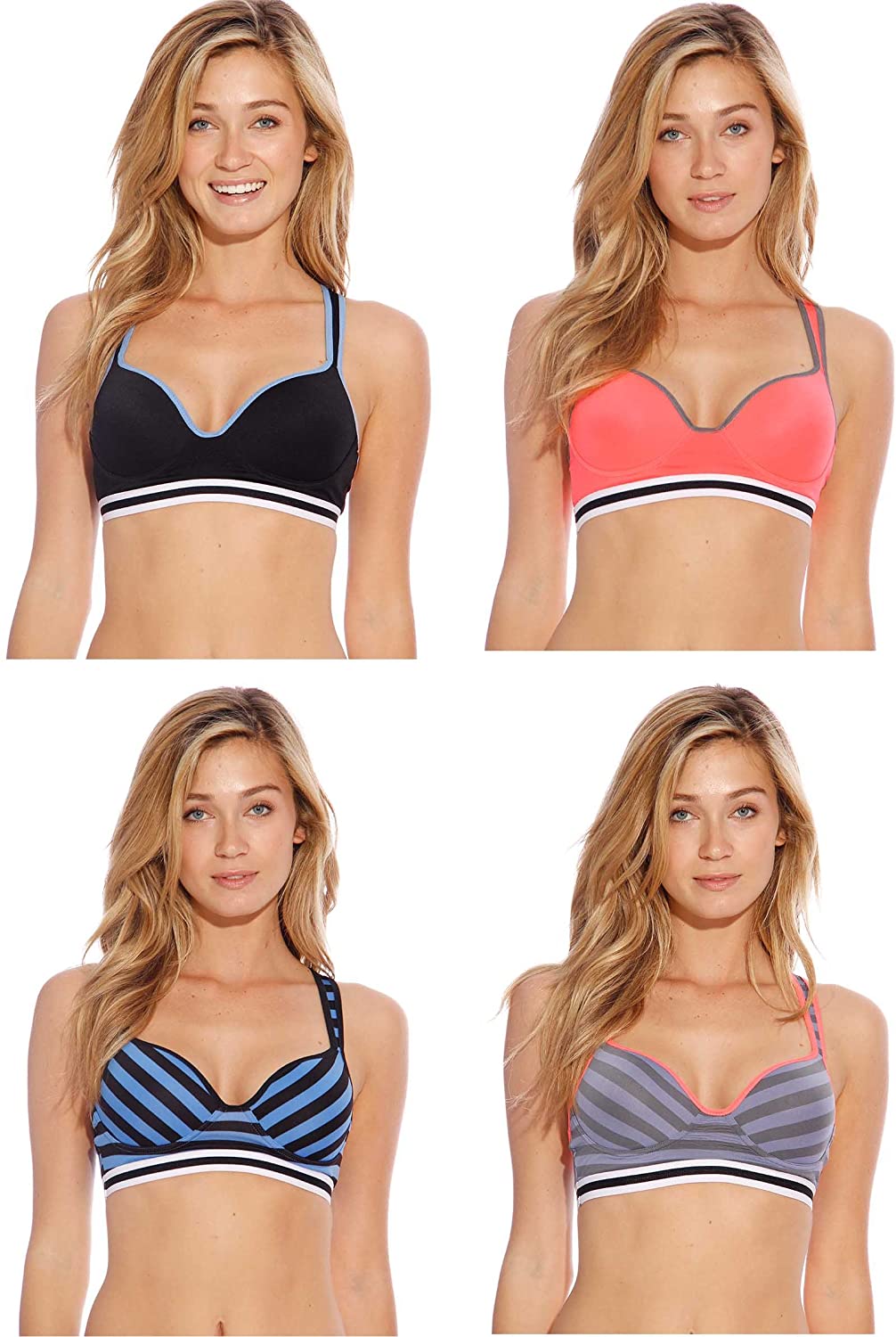 Price:$14.99 Intimates Racerback Sports Bra Bras for Women (Pack of 4) at Amazon Women’s Clothing store