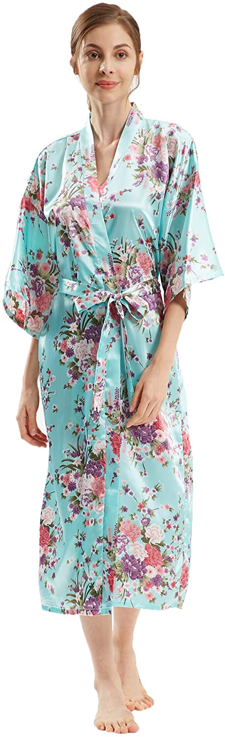 Price:$11.99 Women's Long Kimono Robes Sexy Nightgown Bridesmaid Bathrobe Sleepwear for Women Green at Amazon Women’s Clothing store