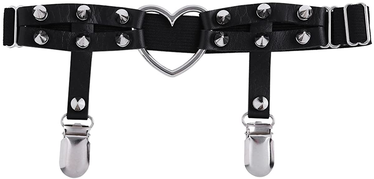 Price:$10.98 Women's Sexy Leg Elastic Punk Harness Garter Belt Adjustable Suspender with Metal Clips Black One Size : Clothing, Shoes & Jewelry