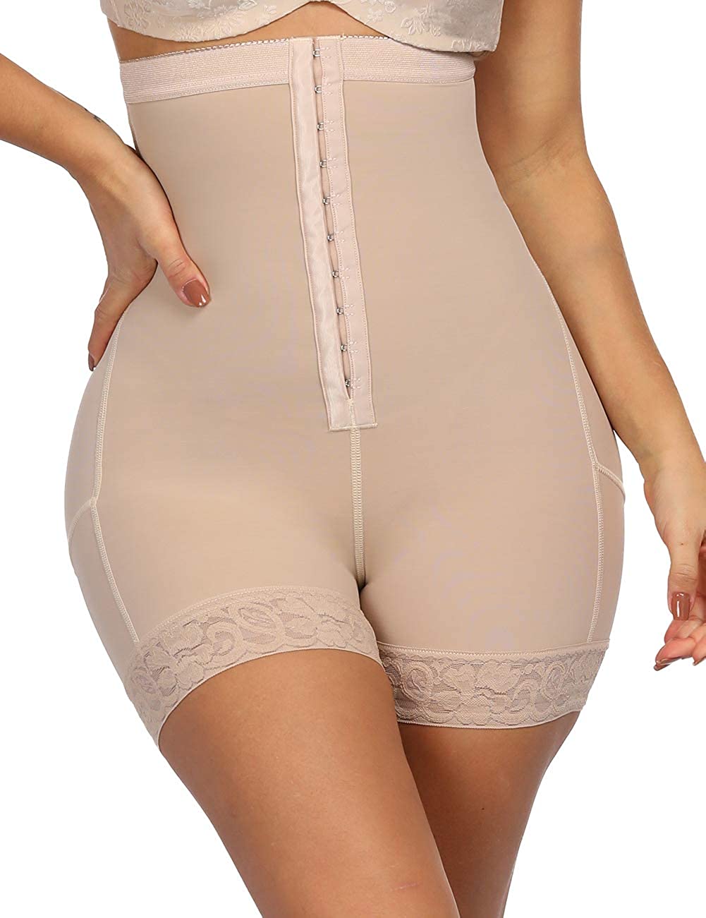 Price:$31.79 Firm Control Shapewear Thigh Slimmer Control Panty Tummy Control Shapewear Panty High Waist Bpdysuit Beige XL at Amazon Women’s Clothing store