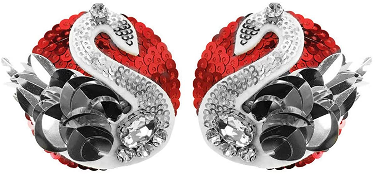 Price:$10.54 Rhinestone Swan Reusable Silicone Pasties Shiny Sequins Nipple covers Sexy Bra Honeymoon Wedding for Women Ladies at Amazon Women’s Clothing store