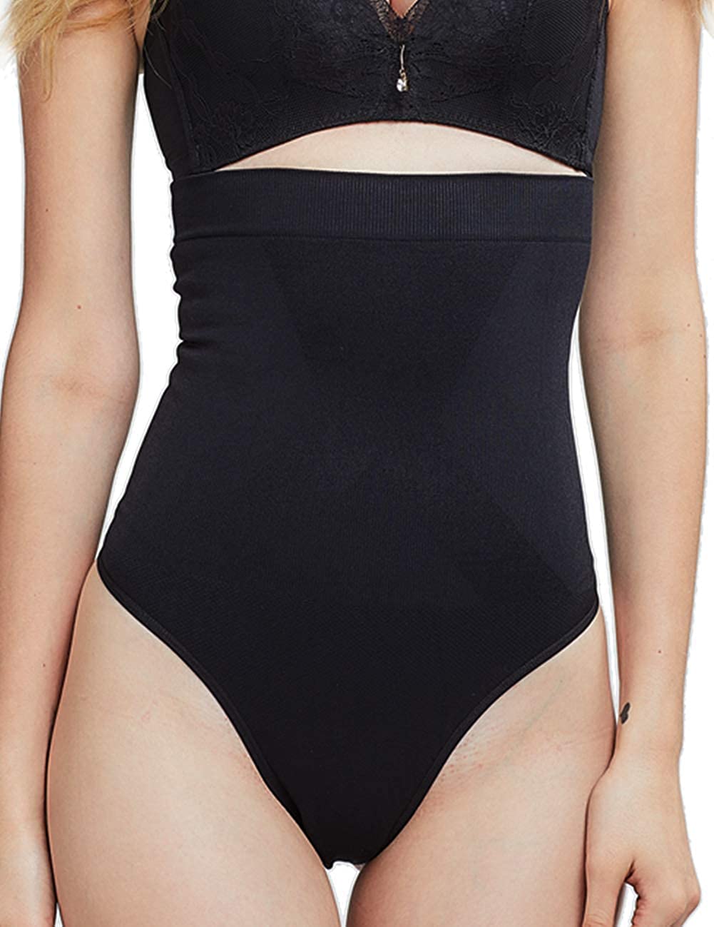 Price:$15.99 rose Women High Waist Seamless Body Shaper Thong Firm Control Tummy Underwear Shapewear Panties Girdle Black S at Amazon Women’s Clothing store