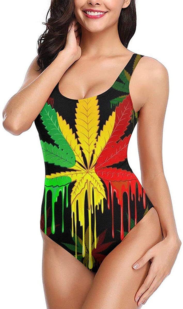 Price:$17.98 Jamaican Marijuana Leaves Women's Quick Drying One Piece Swimsuits Elasticity Bathing Suit Swimwear Soft Cup at Amazon Women’s Clothing store