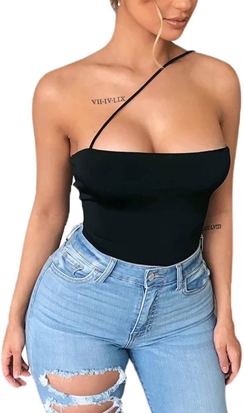 Price:$19.99 Women's Sexy One Shoulder Long Sleeve Pleated Slim Bottoming Bodysuit Jumpsuits : Clothing, Shoes & Jewelry