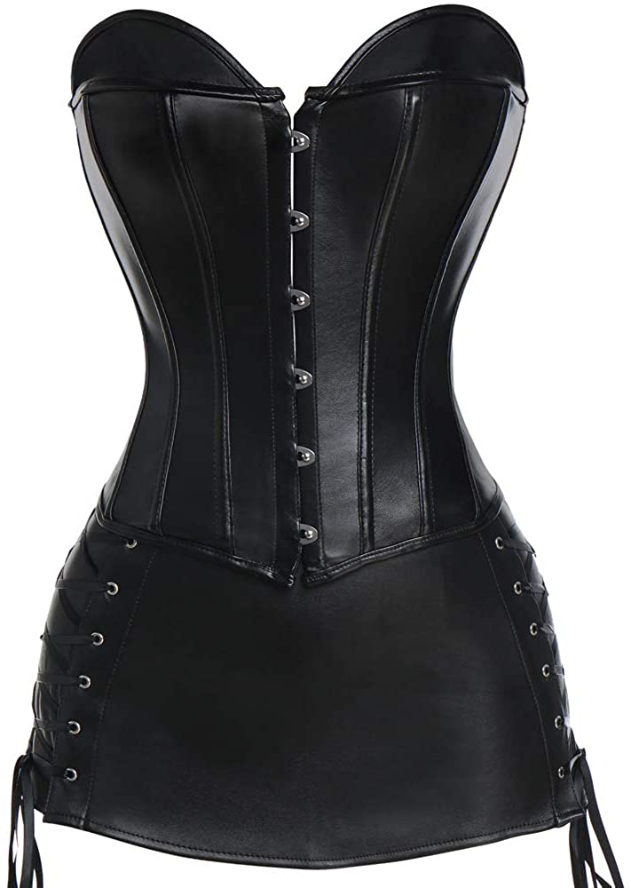 Price:$29.99 Women Steampunk Corset Vest Gothic Bustier Top Faux Leather Waist Cincher Corset: Clothing, Shoes & Jewelry