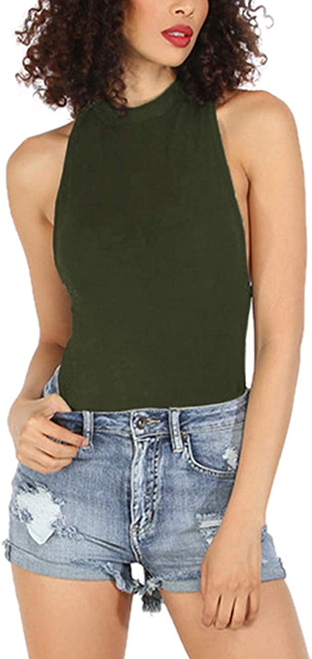 Price:$14.99 Women's Sleeveless Mock Neck Jersey Tank Bodice Leotard Bodysuit Tops Green XS at Amazon Women’s Clothing store