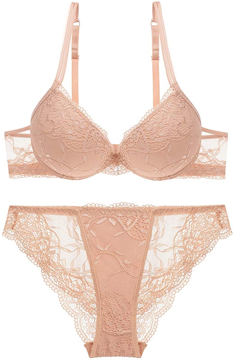 Price:$29.90 Women Fashion Push Up Bra Panty Set Underwear Breathable Lace Lingerie Intimates at Amazon Women’s Clothing store