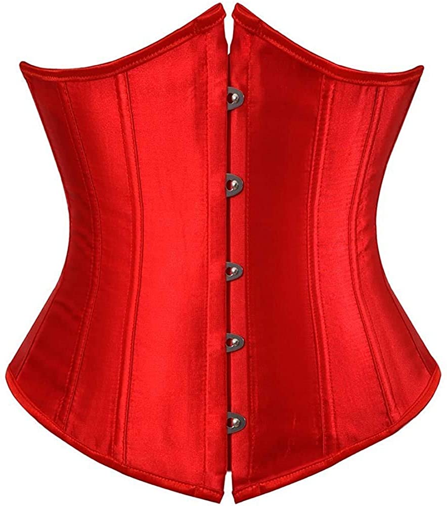 Price:$13.99 for Women Waist Cincher Shaper Boned Satin Lace Up Vintage Bustier Top at Amazon Women’s Clothing store