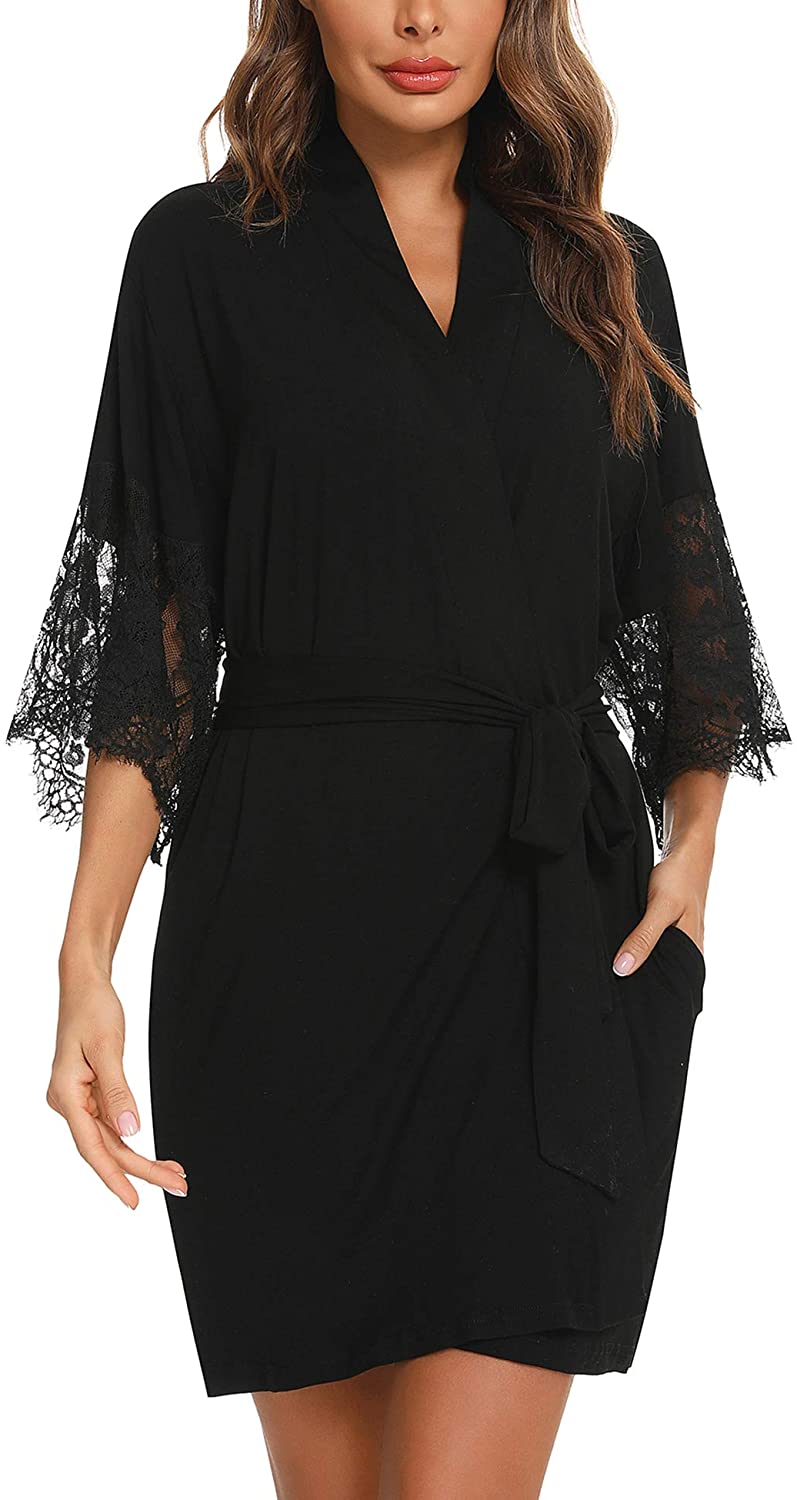 Price:$19.99 Women's Cotton Kimono Robes Comfy Bathrobe Soft Sleepwear Lightweight Short Robe Ladies Loungewear : Clothing, Shoes & Jewelry
