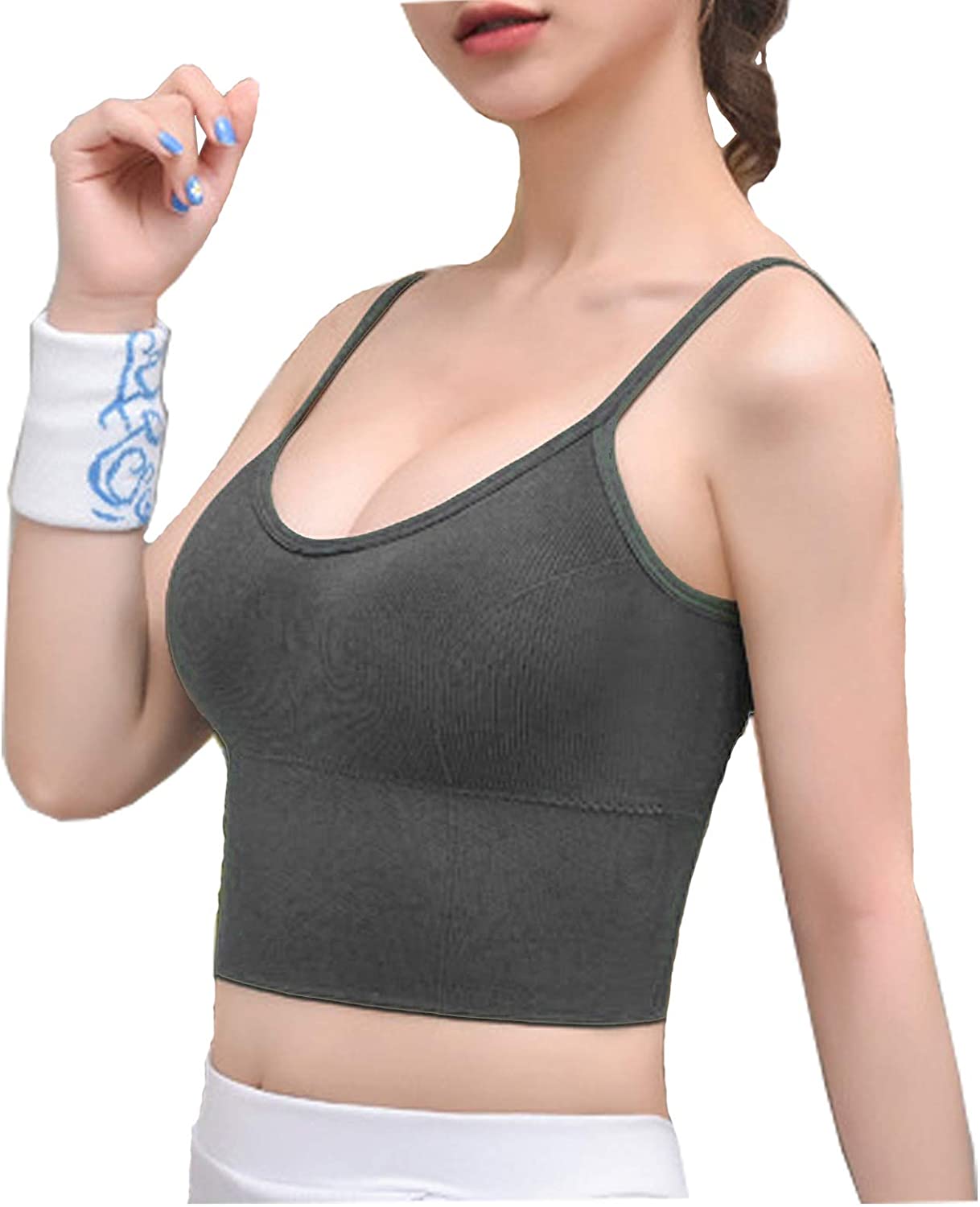 Price:$15.98 Sport Bra Tank Tops Yoga Camisole Crop Top with Built in Bra for Women/Girl Gym at Amazon Women’s Clothing store