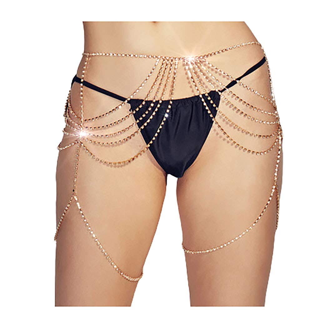 Price:$19.99 Gold Crystal Body Chains Bling Rhinestones Tassel Waist Chain Bikini Layered Leg Chain Sexy Night Club Party Chains Body Accessories Jewelry for Women and Girls : Clothing, Shoes & Jewelry