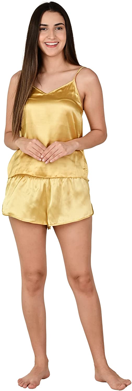 Price:$18.99 Women's Cami Shorts Sets Pajama Silk Satin Comfortable Soft Sleepwear PJ : Clothing, Shoes & Jewelry