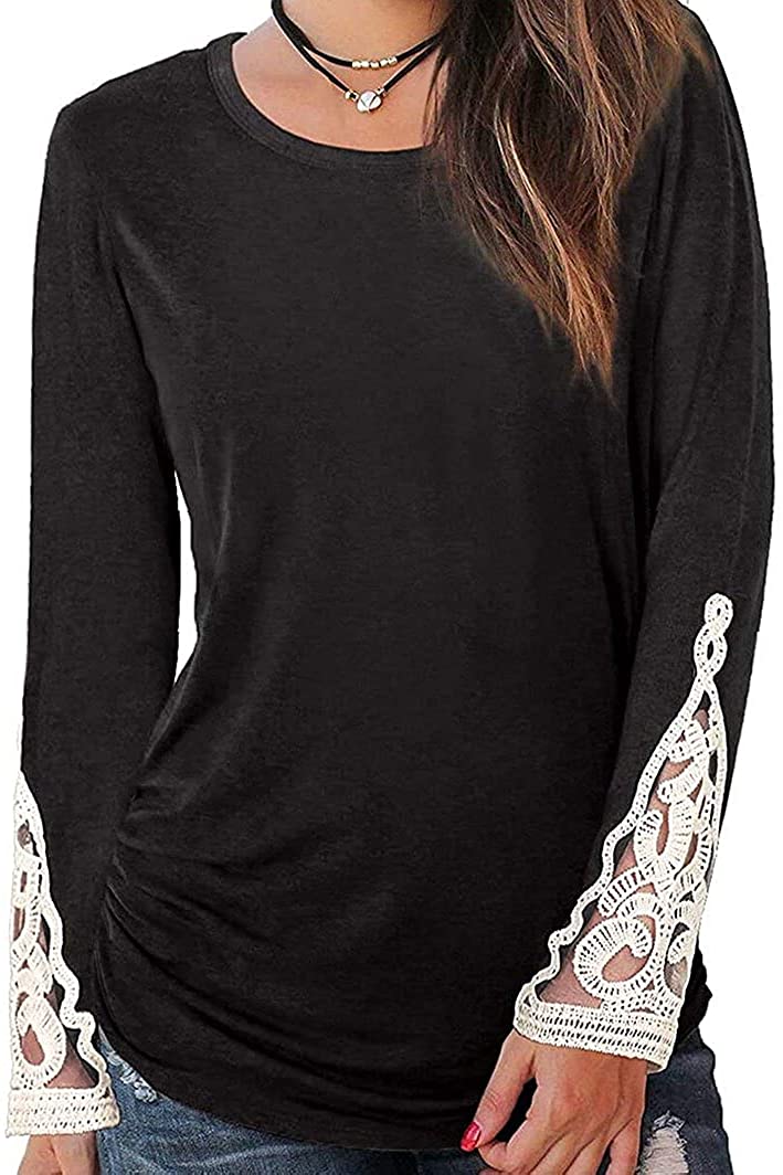 Price:$16.98 T Shirts Long Sleeve Causal Lace Tee Tops: Clothing, Shoes & Jewelry