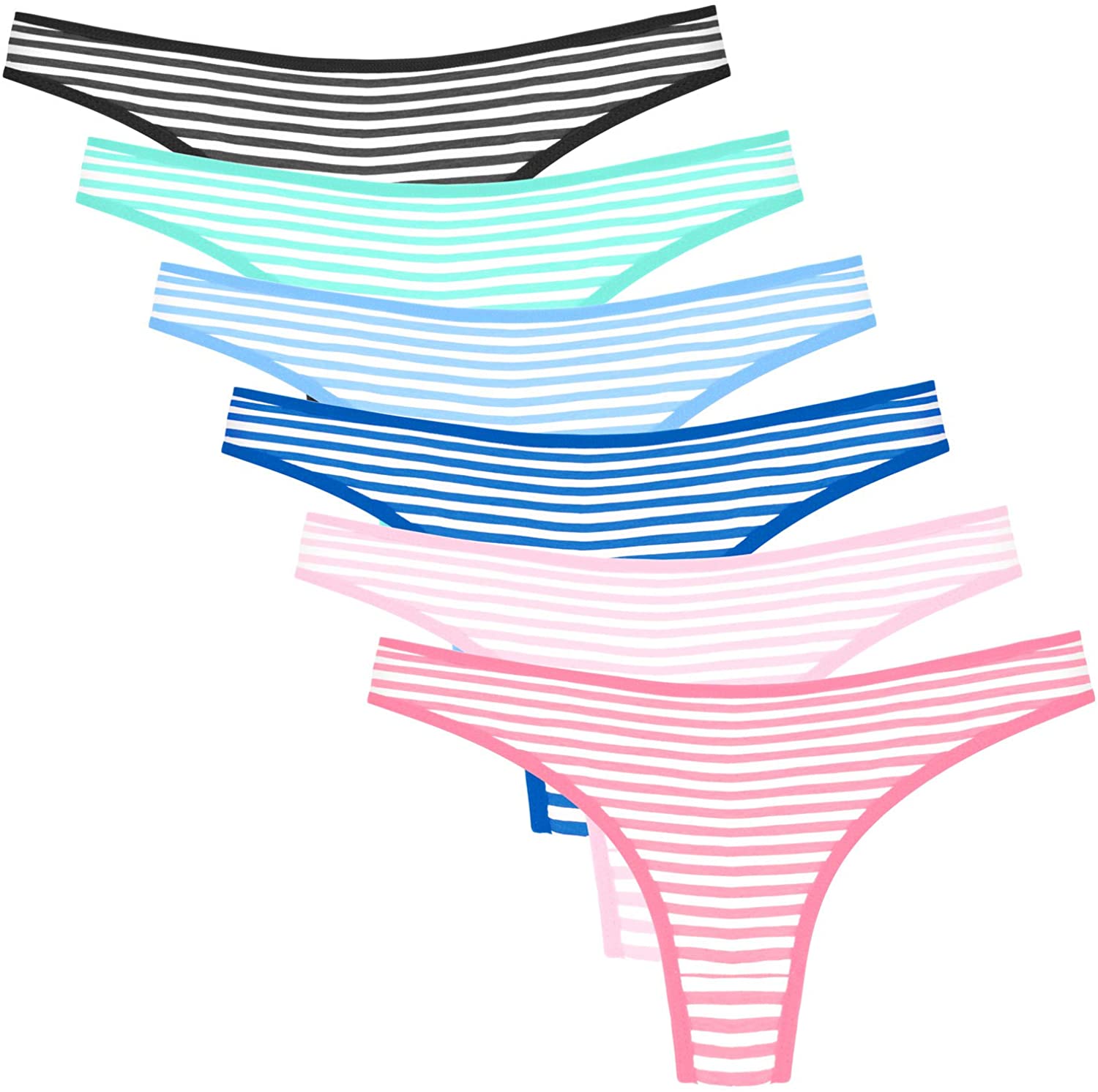 Price:$9.99 Women's Breathable Cotton Thong Panties Pack of 6 : Clothing, Shoes & Jewelry