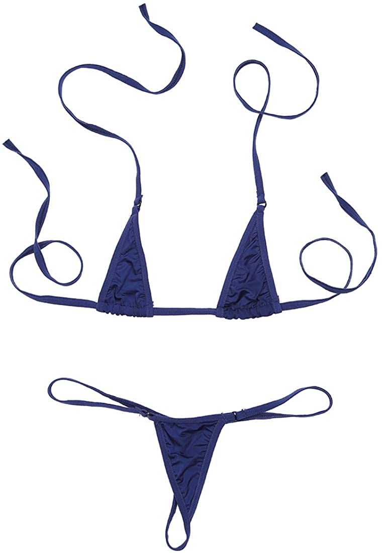 Price:$14.94 Women's Sexy Extreme Micro Bikini Lingerie Set Leopard Swimsuit Two Piece with Mini G-String Navy Blue One Size : Clothing, Shoes & Jewelry