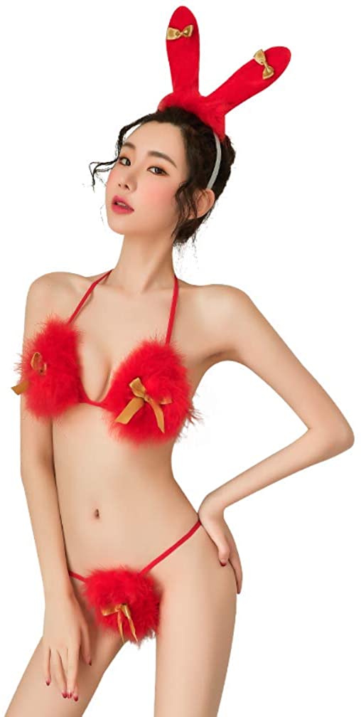 Price:$18.99 Sexy Cosplay Lingerie Set Micro Bikini Anime Bunny Girls Cat Costume Bodysuit with Tail (Rabbit red) : Clothing, Shoes & Jewelry
