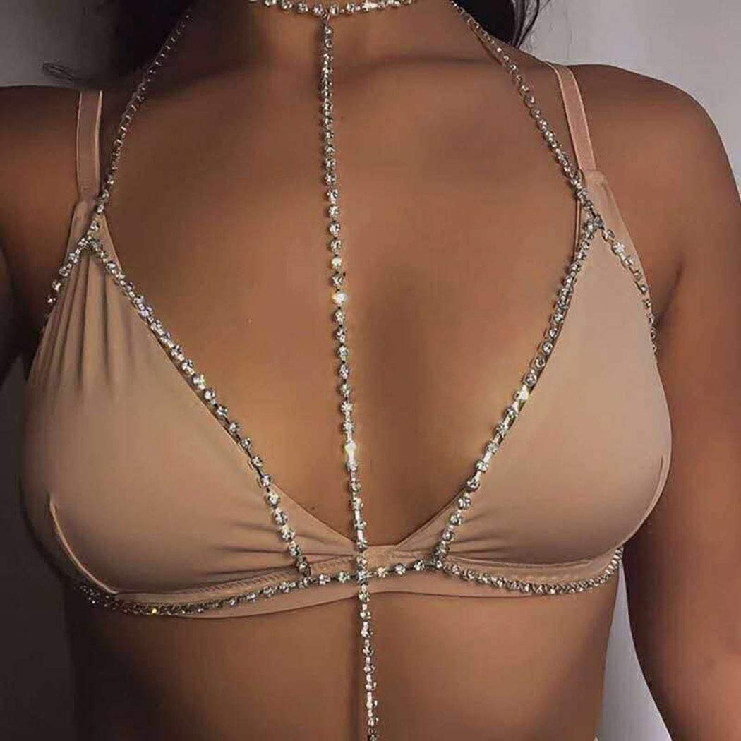 Price:$8.66 Sexy Crystal Bra Chains Bikini Vest Harness Chest Chain Summer Beach Body Jewelry for Women : Clothing, Shoes & Jewelry