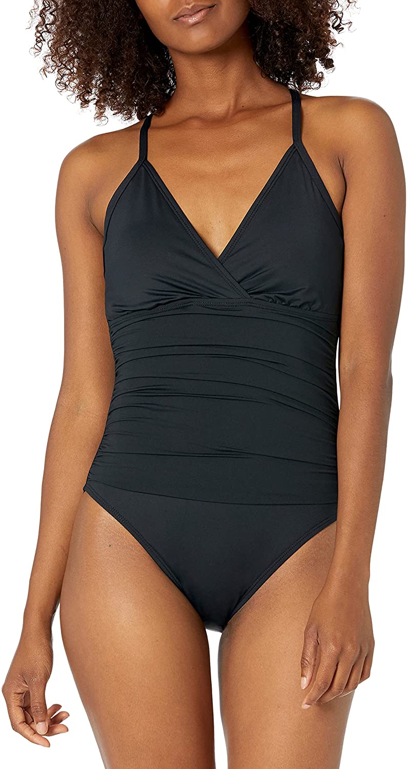 Price:$27.99 Blanca Women's Standard Island Goddess Underwire Double Strappy Back One Piece Swimsuit at Amazon Women’s Clothing store