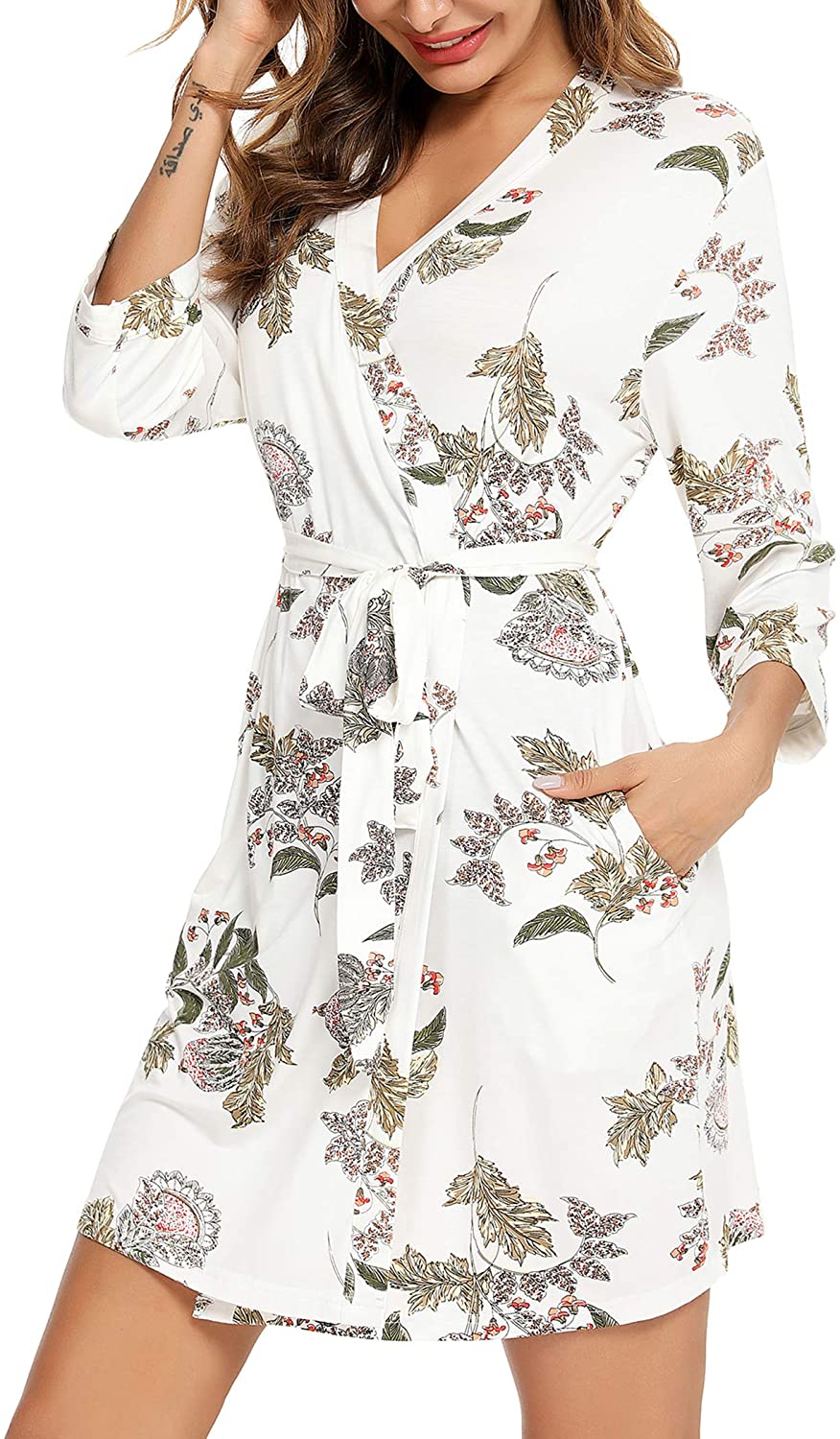 Price:$15.99 Robe for Women Kimono Robes Soft Bamboo Sleepwear Short Knit Bathrobe Ladies Loungewear S-XXL at Amazon Women’s Clothing store